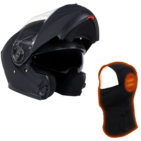 Milwaukee Helmets MPH9814DOT  Breeze  Flat Black Modular Helmet for Men and Women Biker w  MP7922FMSET Heated Balaclava Bundle Cheap