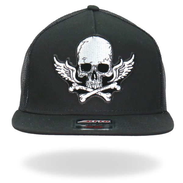 Hot Leathers GSH2017 Skull Bones Wings Snapback Hat Cheap