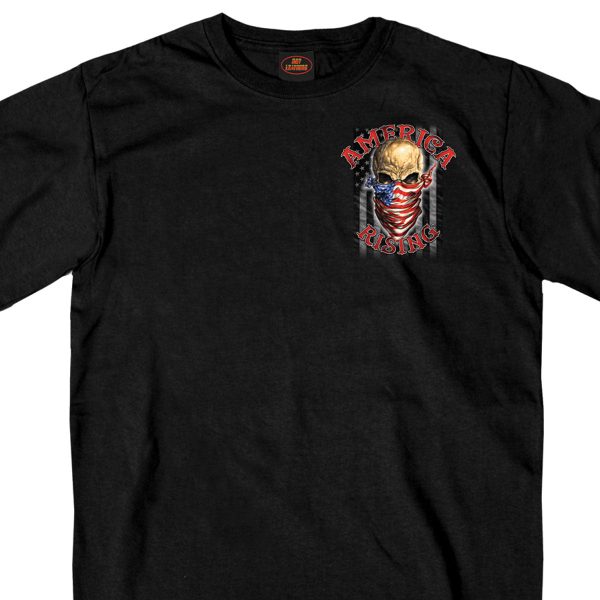 Hot Leathers GMD1364 Mens  Skull Bandanna - America Rising  Black T-Shirt Online - Image 2