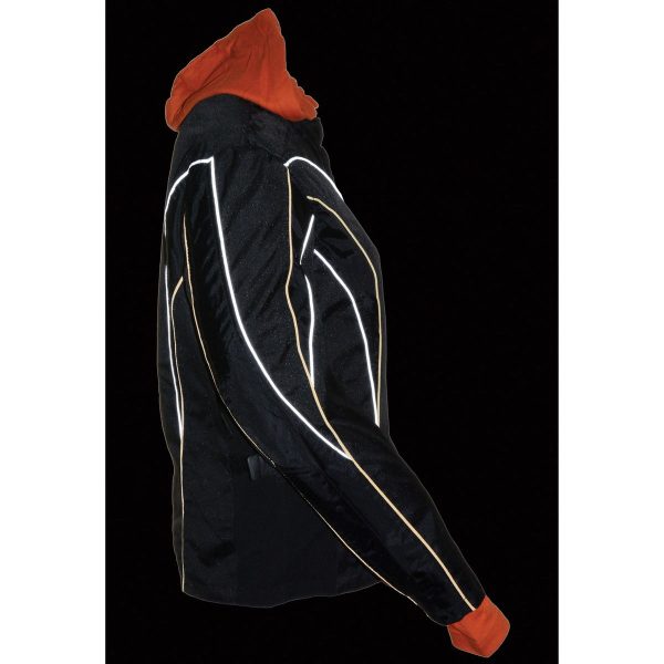 NexGen SH1960 Women s Black Hooded Textile Jacket with Reflective Piping Fashion - Image 4