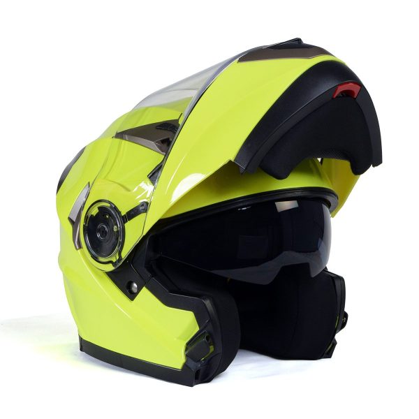 Milwaukee Helmets MPH9809DOT Ionized Neon Yellow Advanced Motorcycle Modular Helmet Biker w  Drop Down Visor For Cheap
