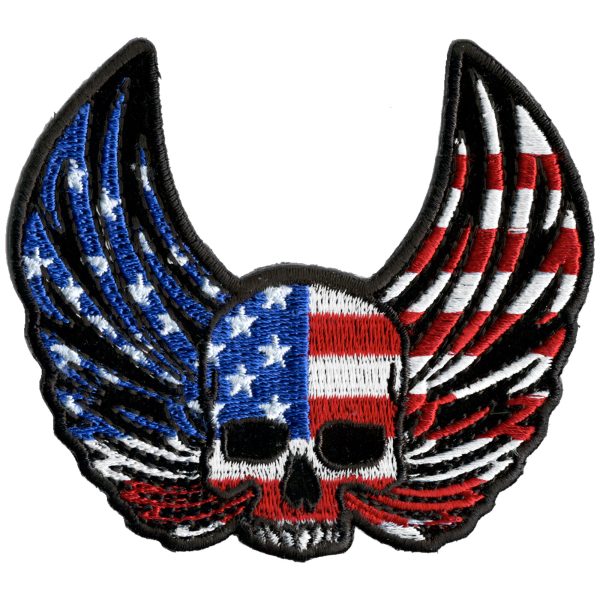 Hot Leathers PPA9780 Skull Wings Flag 4 x3  Patch Online Hot Sale