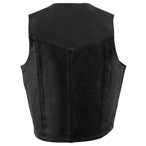 Milwaukee Leather SH1310 Men s Black Leather Classic V-Neck Motorcycle Rider Vest w  Front Snap Button Closure For Cheap - Image 2
