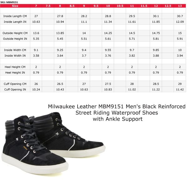 Milwaukee Leather MBM9151 Men s Black Suede and Leather Reinforced Street Riding Waterproof Shoes w  Ankle Support Cheap - Image 3