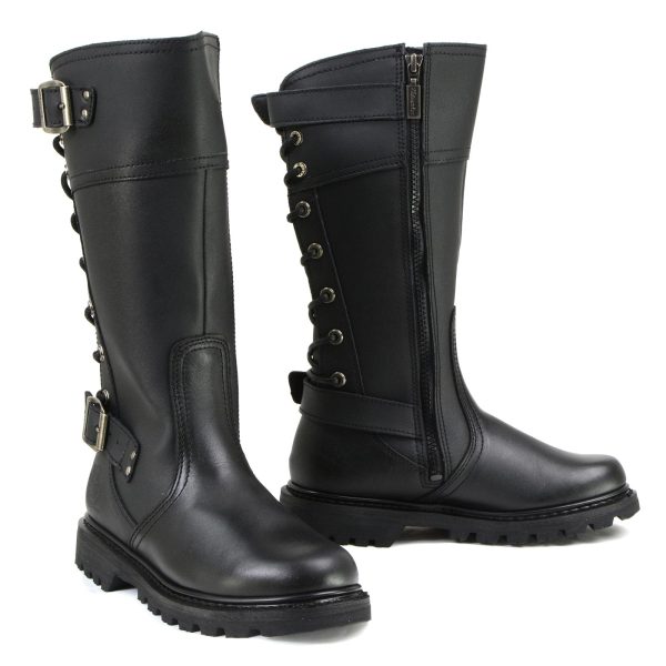 Milwaukee Motorcycle Clothing Company MB255 Dream Girl Women s 12 Inch Black Leather Motorcycle Boots Hot on Sale