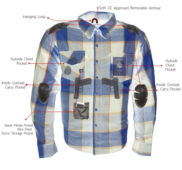 Milwaukee Leather MPM1639 Men s Plaid Flannel Biker Shirt with CE Approved Armor - Reinforced w  Aramid Fibers Discount - Image 3