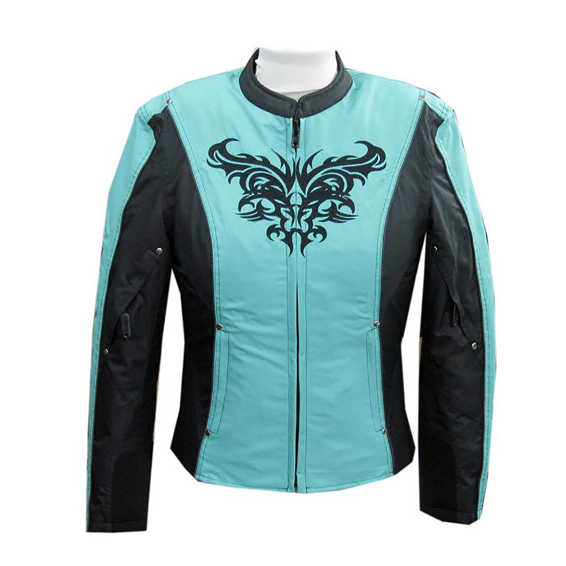 NexGen SH2367 Women s Turquoise and Black Textile Jacket with Embroidery Artwork For Cheap