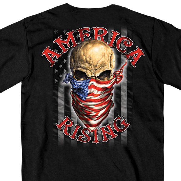 Hot Leathers GMD1364 Mens  Skull Bandanna - America Rising  Black T-Shirt Online