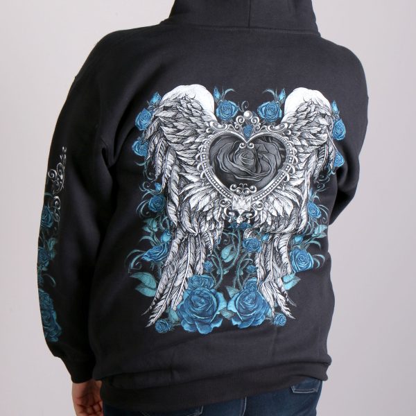 Hot Leathers GLZ4345 Ladies  Angel Roses  Zip Up Hooded Ladies Black Sweat Shirt Online Hot Sale - Image 2