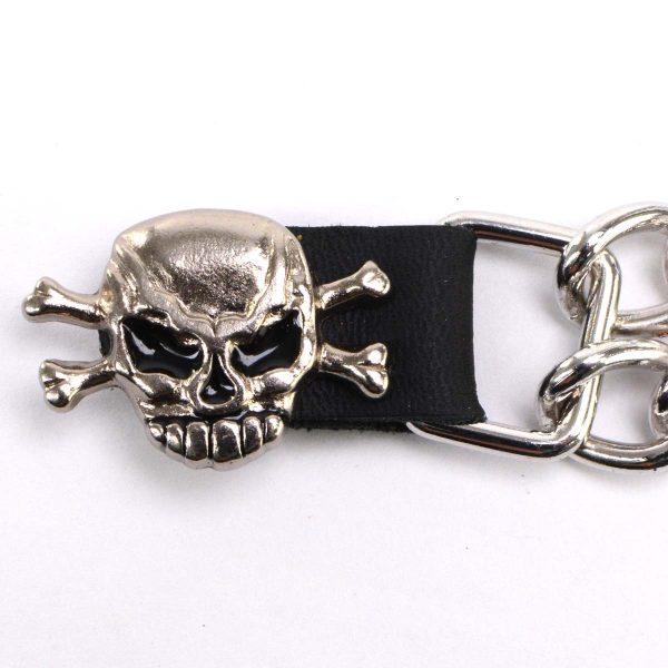 Milwaukee Leather MLA6041SET Skull and Cross Bones 4-PCS Vest Extender Double Chrome Chains w  Genuine Leather 6  Extension Online now - Image 5
