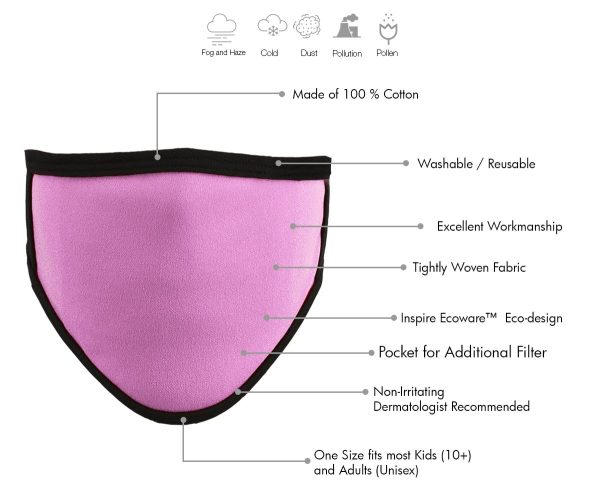 Milwaukee Leather (Multi-Pack) MP7924FM Ladies  Black and PInk  100 % Cotton Protective Face Mask with Optional Filter Pocket Online Sale - Image 2