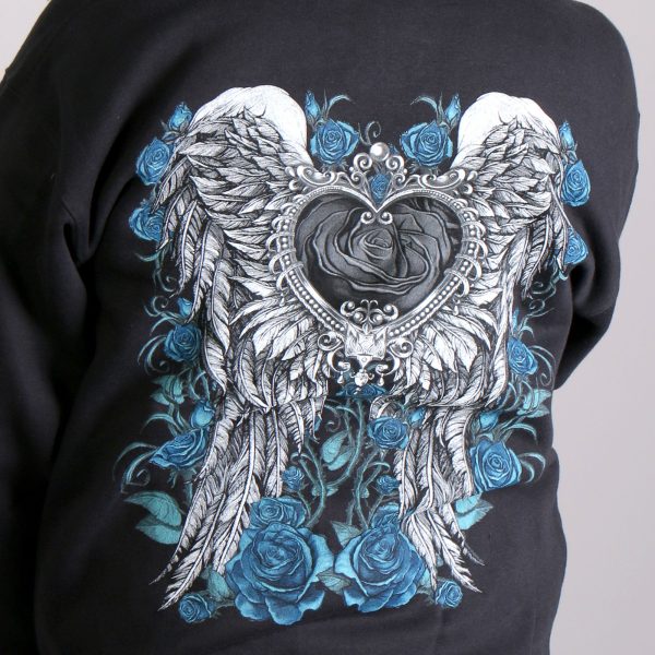 Hot Leathers GLZ4345 Ladies  Angel Roses  Zip Up Hooded Ladies Black Sweat Shirt Online Hot Sale - Image 5