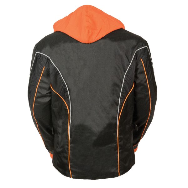 NexGen SH1960 Women s Black Hooded Textile Jacket with Reflective Piping Fashion - Image 2