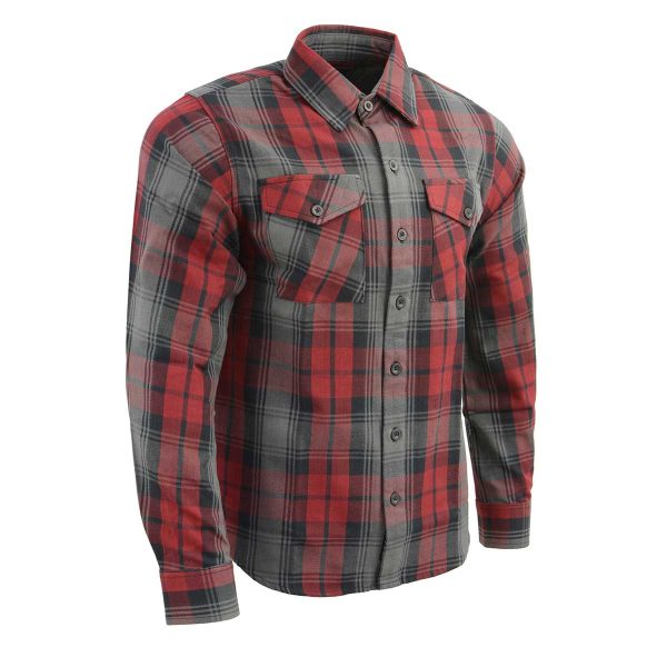 Milwaukee Leather MNG11652 Men s Black Grey and Red Long Sleeve Cotton Flannel Shirt Hot on Sale