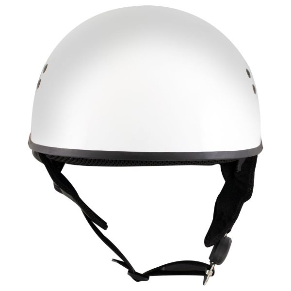 Hot Leathers HLD1050  Glossy Silver  Motorcycle DOT Skull Cap Helmet Online now - Image 4