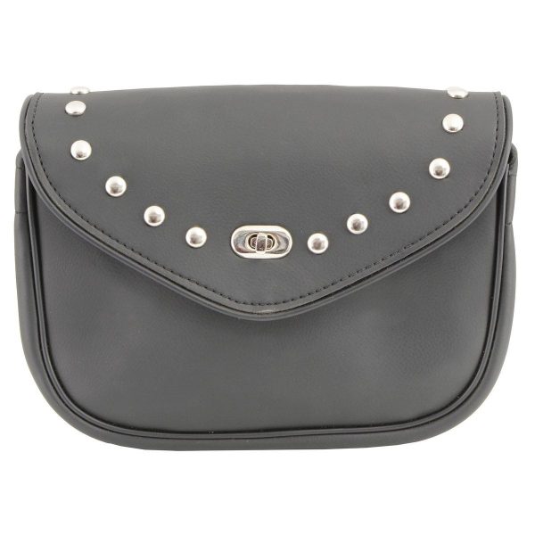 Milwaukee Leather SH633 Black PVC Extra Large  Studded  Motorcycle Windshield Bag with Turn Lock Online now - Image 2