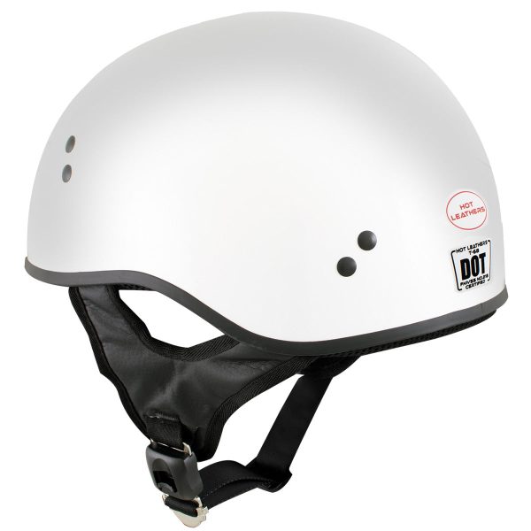 Hot Leathers HLD1050  Glossy Silver  Motorcycle DOT Skull Cap Helmet Online now - Image 5