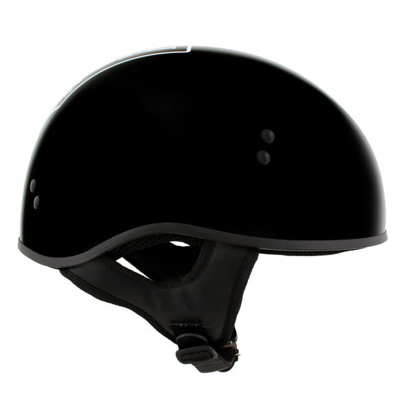 Hot Leathers HLD1004  POW  Gloss Black Motorcycle DOT Skull Cap Helmet Online now - Image 5
