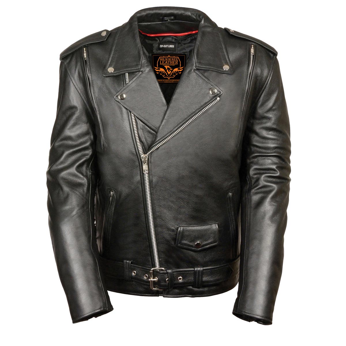 Milwaukee Leather LKM1775 Men s Black Leather Vintage Brando Style Motorcycle Riders Jacket with Side Laces Supply