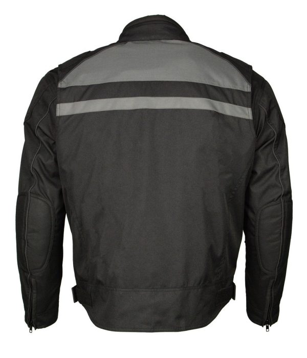 M Boss Motorcycle Apparel BOS11700 Men s Black Nylon Motorcycle Racer Riding Jacket with Reflective Piping Fashion - Image 2