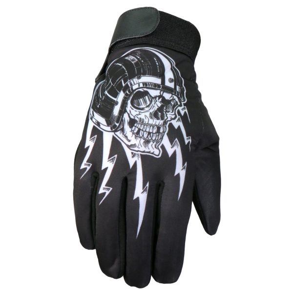 Hot Leathers GVM3005 Sublimated 3 4 Skull Mechanics Glove Cheap