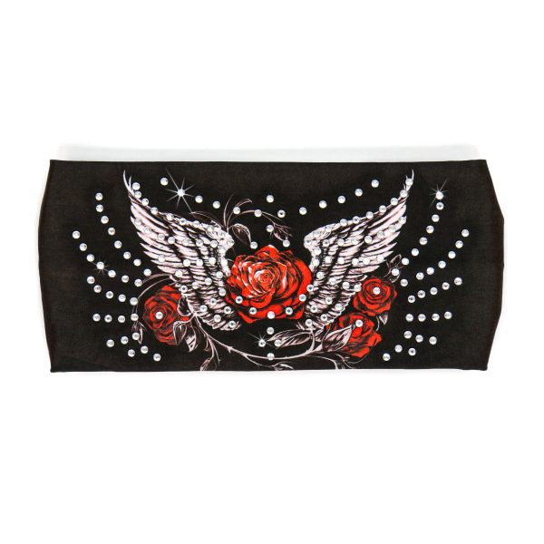 Hot Leathers Bling Bands Flying Rose Rhinestone Crystal Headband Wraps RWC2023 For Sale - Image 2