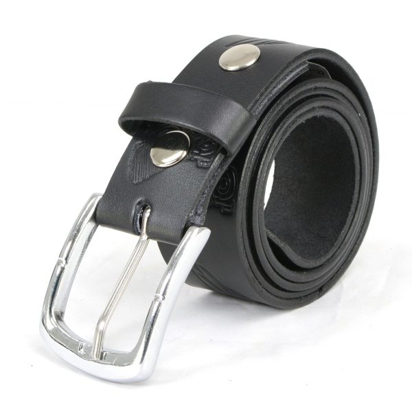 Hot Leathers Wings and Motors Embossed Heavy Black Leather Belt BLA1126 Online Hot Sale - Image 4