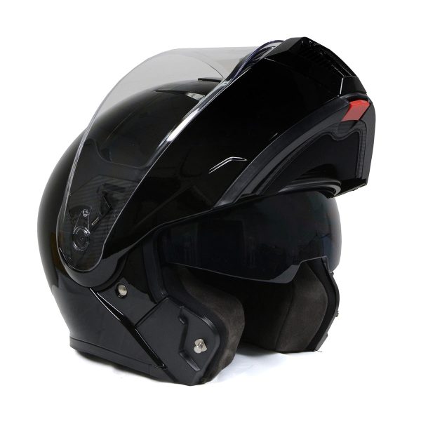 Milwaukee Helmets Gloss Black Menace Advanced Motorcycle Modular Helmet w Drop Down Visor DOT Approved MPH9813DOT For Cheap