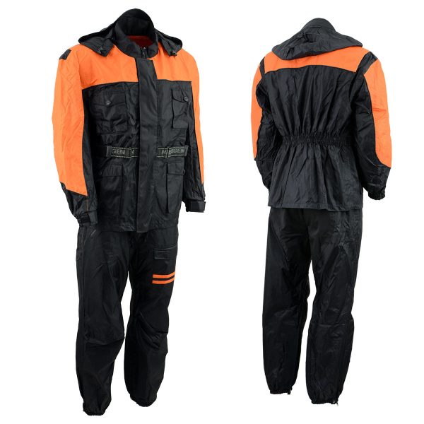 NexGen Men s SH2051 Black and Orange Hooded Water Proof Armored Rain Suit Fashion - Image 4