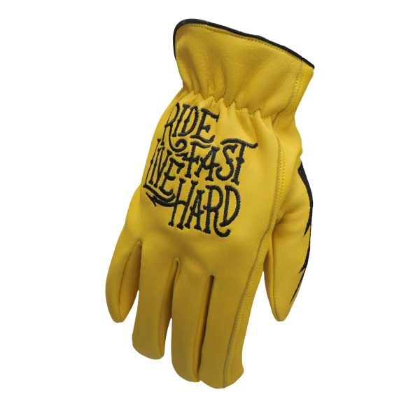 Hot Leathers GVD2001 Uni-Sex Gold  Bolt  Deer Skin Leather Gloves on Sale - Image 2