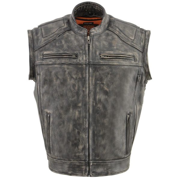 Milwaukee Leather MLM1509 Men s Distressed Brown ‘2 in 1’ Leather Jacket with Zip-Off Sleeves Discount - Image 2