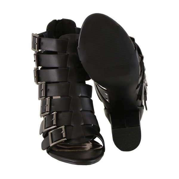 Milwaukee Leather MBL9420 Women s Black Fashion Casual Sandal with  Straps and Block Heel Discount - Image 4