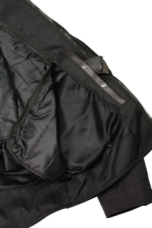 M Boss Motorcycle Apparel BOS11700 Men s Black Nylon Motorcycle Racer Riding Jacket with Reflective Piping Fashion - Image 5