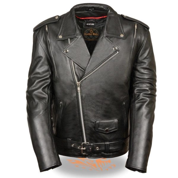 Milwaukee Leather LKM1775 Men s Black Leather Vintage Brando Style Motorcycle Riders Jacket with Side Laces Supply - Image 5