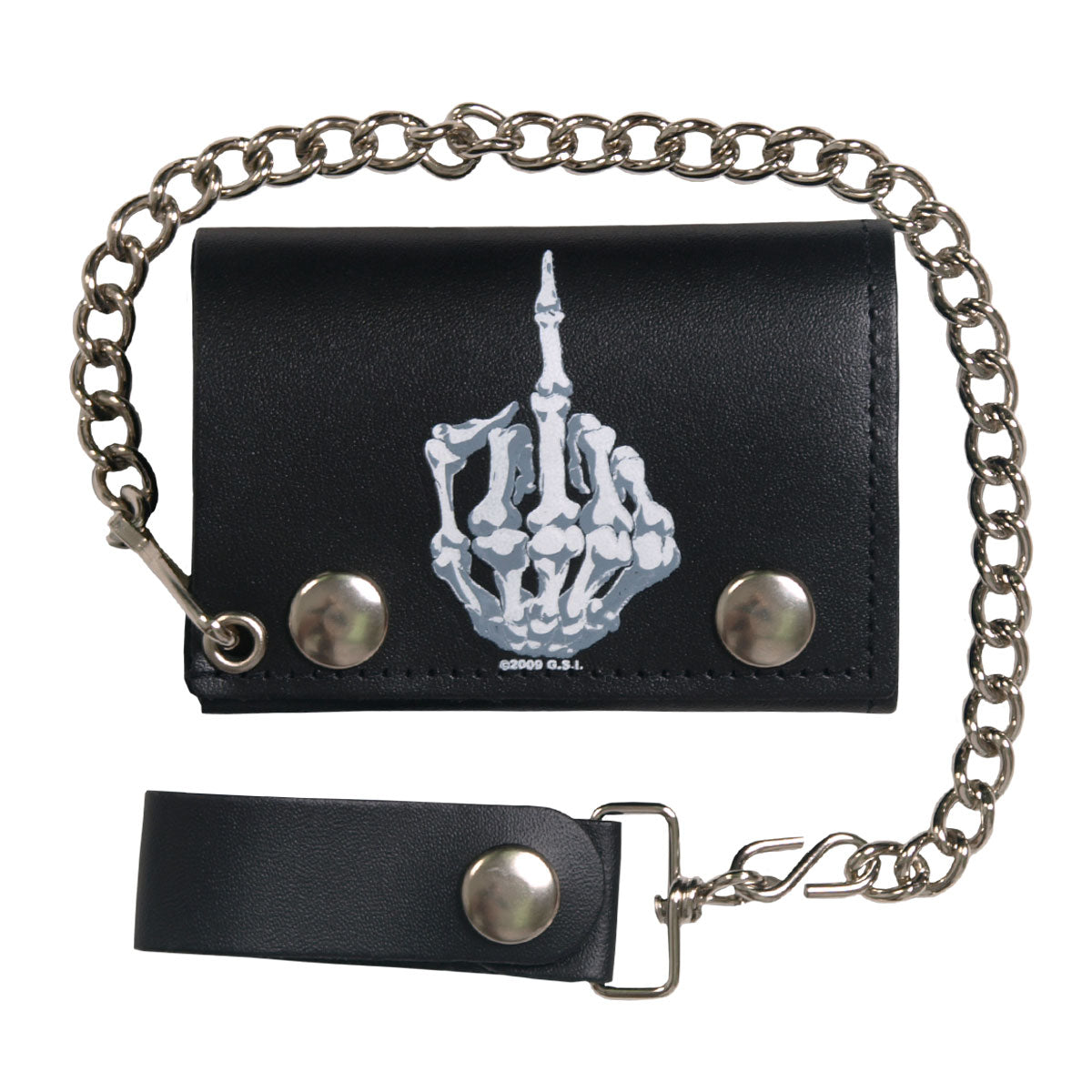 Hot Leathers Skeleton Finger Trifold Wallet For Sale