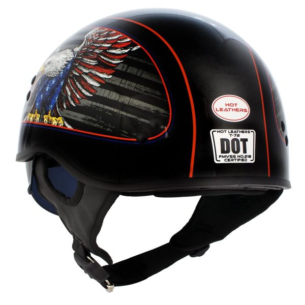 Hot Leathers HLD1037 Gloss Black  Up Wing Eagle USA  Advanced DOT Helmet with Drop Down Tinted Visor For Cheap - Image 5