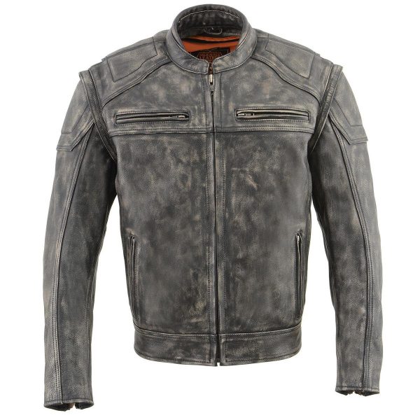 Milwaukee Leather MLM1509 Men s Distressed Brown ‘2 in 1’ Leather Jacket with Zip-Off Sleeves Discount
