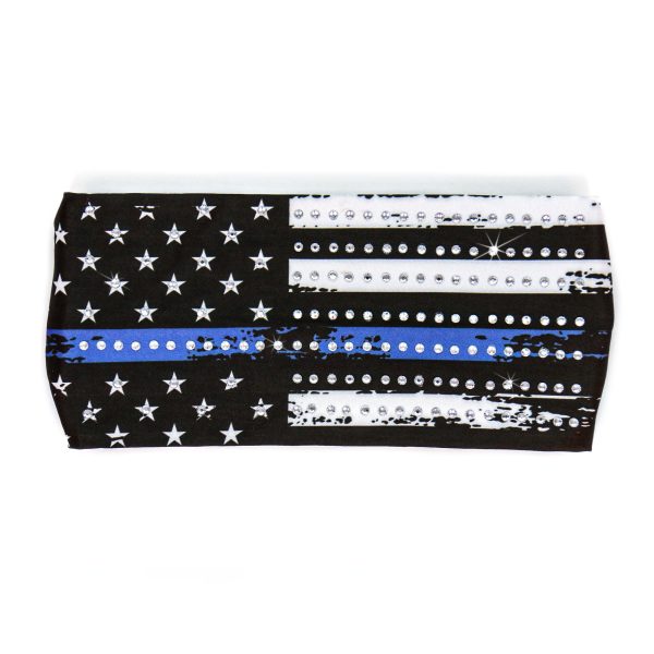 Hot Leathers Bling Bands Blue Flag Rhinestone Crystal Headband Wraps RWC2014 Sale - Image 2