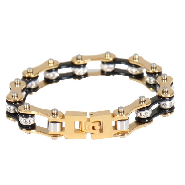 Hot Leathers JWB3108 Black and Gold Motorcycle Chain Stainless Steel Bracelets Online Sale - Image 2