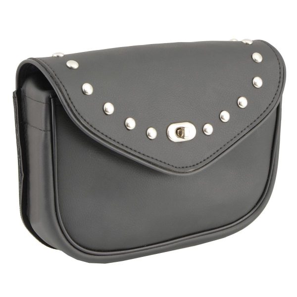 Milwaukee Leather SH633 Black PVC Extra Large  Studded  Motorcycle Windshield Bag with Turn Lock Online now