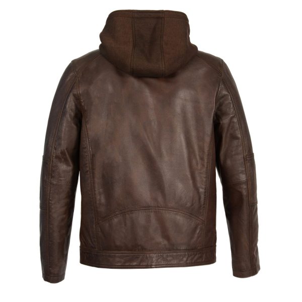 Milwaukee Leather SFM1850 Men s Broken Brown Snap Collar Motorcycle Style Fashion Casual Leather Jacket with Removable Hoodie Online Sale - Image 3