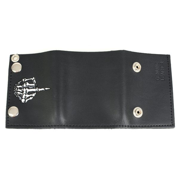 Hot Leathers Skeleton Finger Trifold Wallet For Sale - Image 2