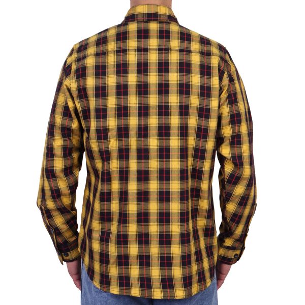 Hot Leather Yellow Red and Black Long Sleeve Flannel Sale - Image 2