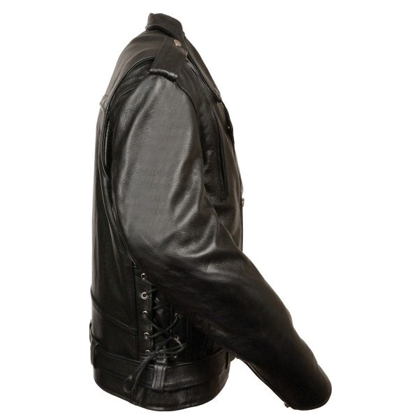 Milwaukee Leather LKM1775 Men s Black Leather Vintage Brando Style Motorcycle Riders Jacket with Side Laces Supply - Image 3