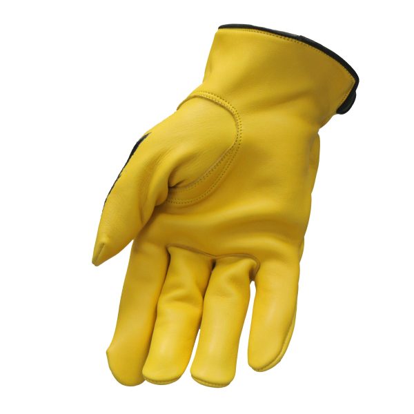 Hot Leathers GVD2001 Uni-Sex Gold  Bolt  Deer Skin Leather Gloves on Sale - Image 3