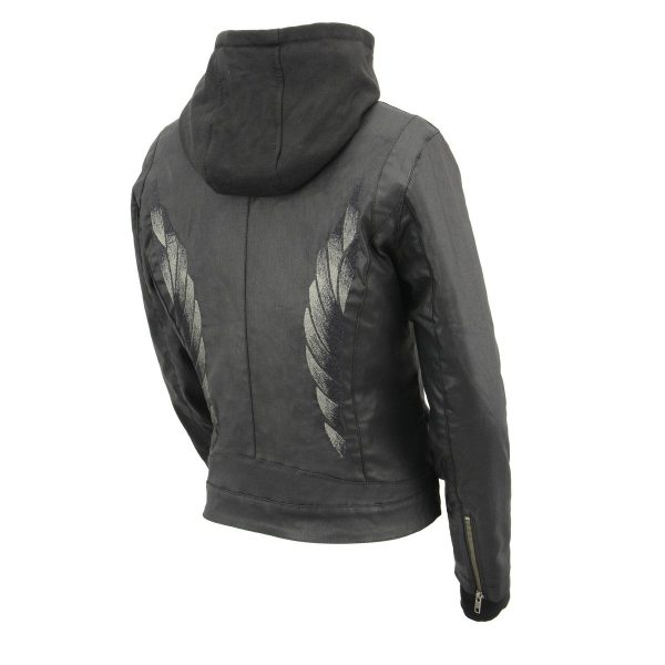 Milwaukee Leather MPL2745 Women s Black Zipper Front Jacket with Full Sleeve Removable Hoodie Cheap - Image 5
