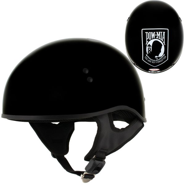 Hot Leathers HLD1004  POW  Gloss Black Motorcycle DOT Skull Cap Helmet Online now