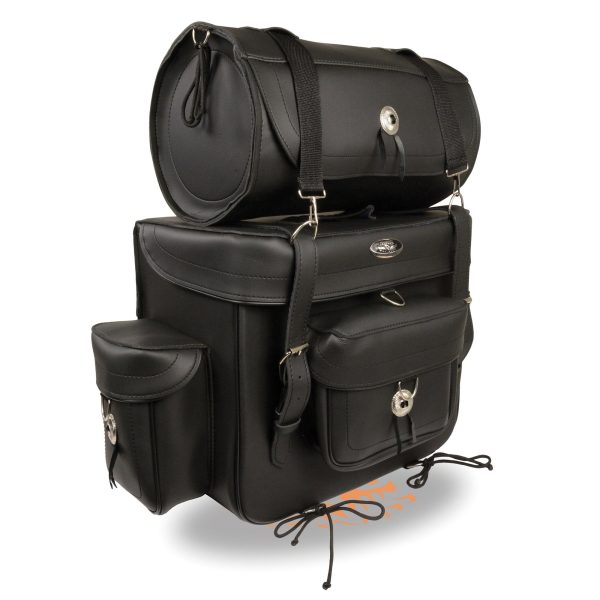 Milwaukee Leather SH539 Large Black Motorcycle PVC Large 2 Piece Touring Sissy Bar Bag Online Hot Sale - Image 2