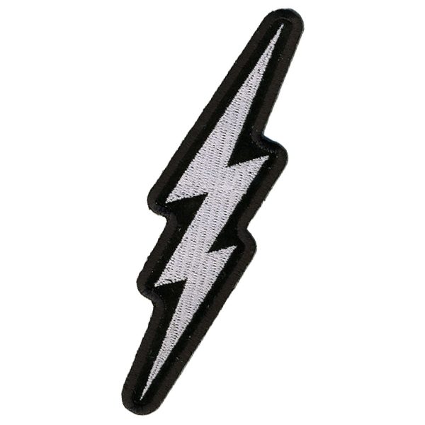 Hot Leathers Silver Lightening Bolt 2  x 5  Patch For Sale