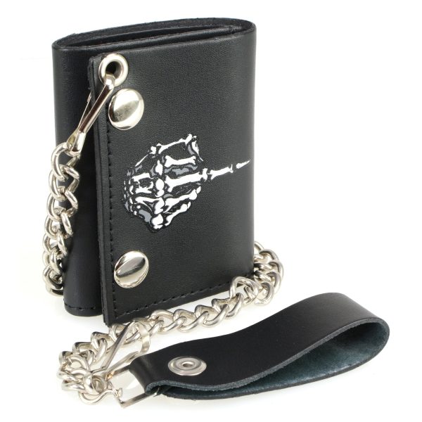 Hot Leathers Skeleton Finger Trifold Wallet For Sale - Image 5